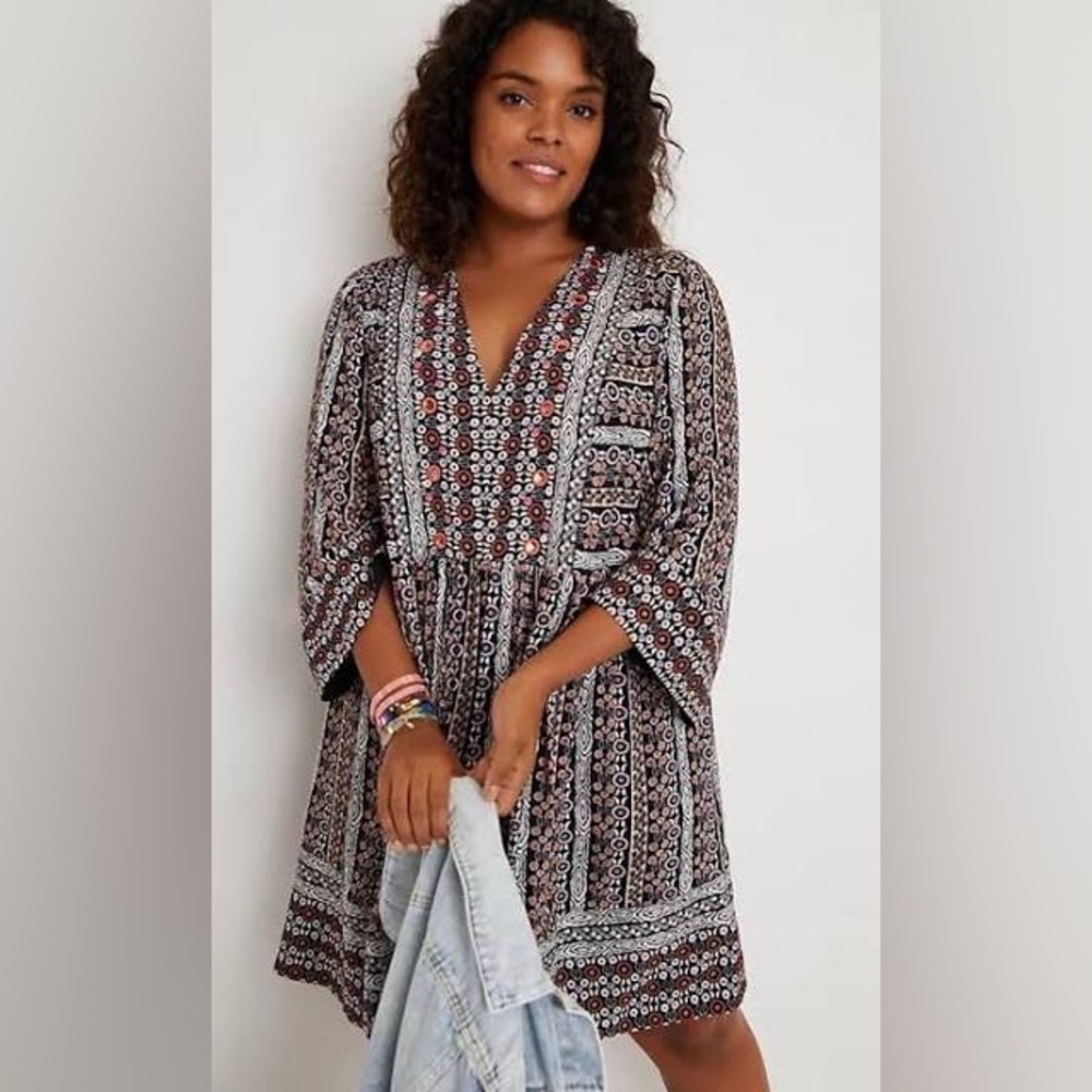 Anthropologie Maeve Jenna beaded embroidered boho dress